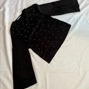 Zara Trafaluc , black fleece W/pearls,bell shaped sleeves with raw edges…